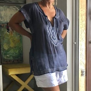 Calypso cotton embroidered top